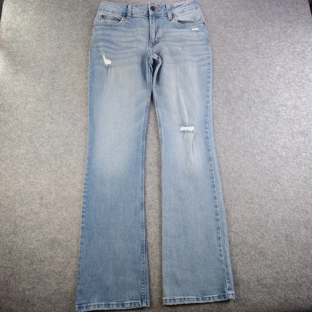 Wrangler Bootcut Jeans Women's 30x34 Blue Light Wash Distressed Mid Rise